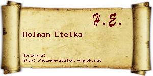 Holman Etelka névjegykártya